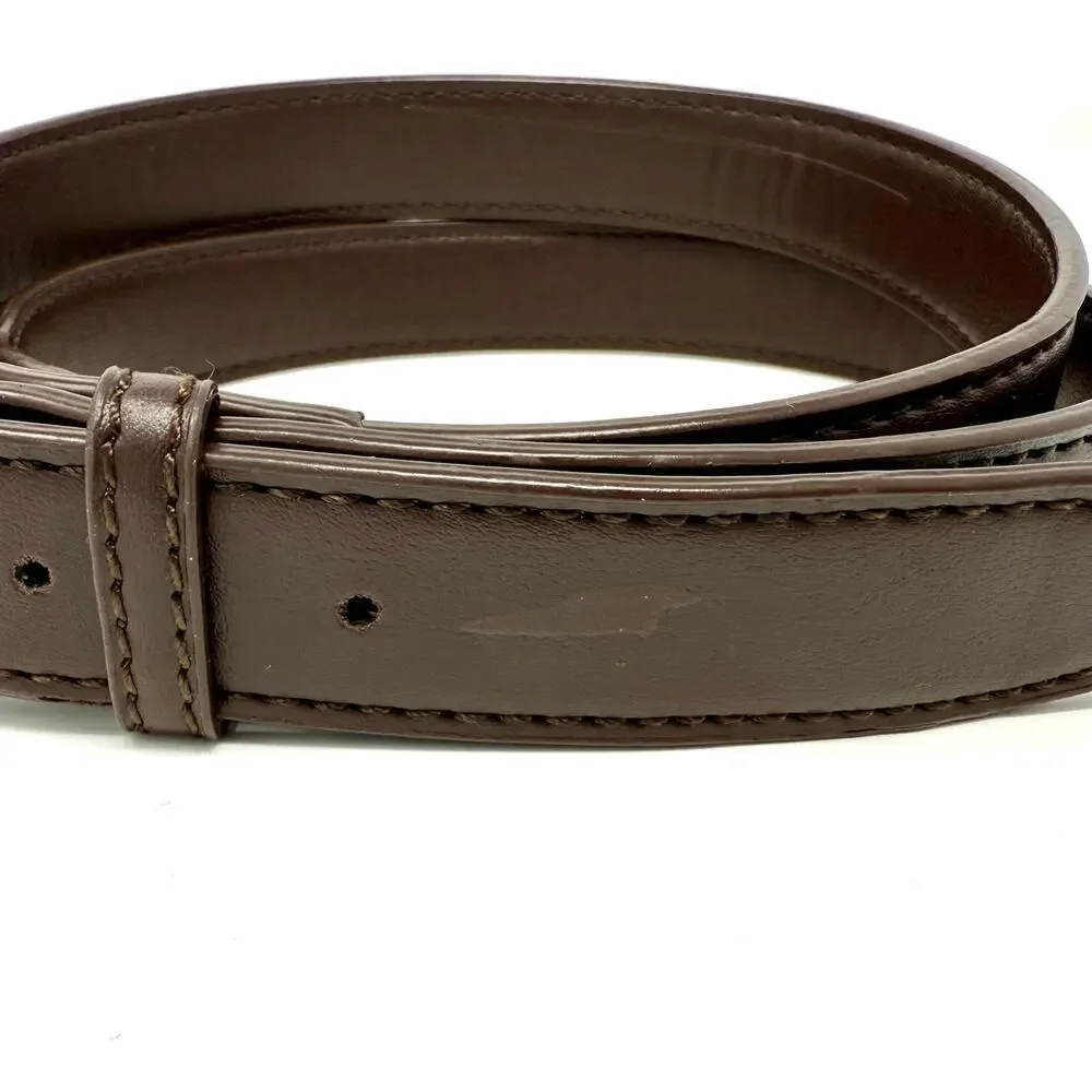Faux Brown Leather Belt Gold and Bamboo Buckle Women's VGUC